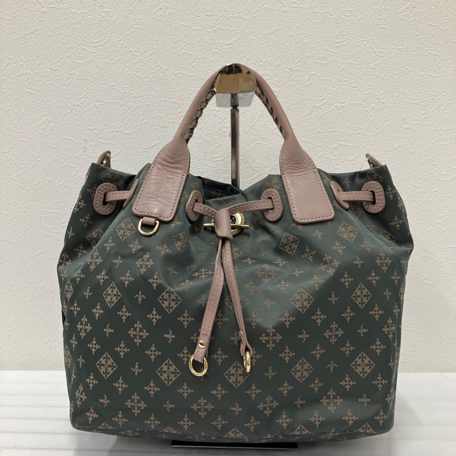 9859 russet ラシット ハンドバッグ グレー ピンク ナイロン レザー