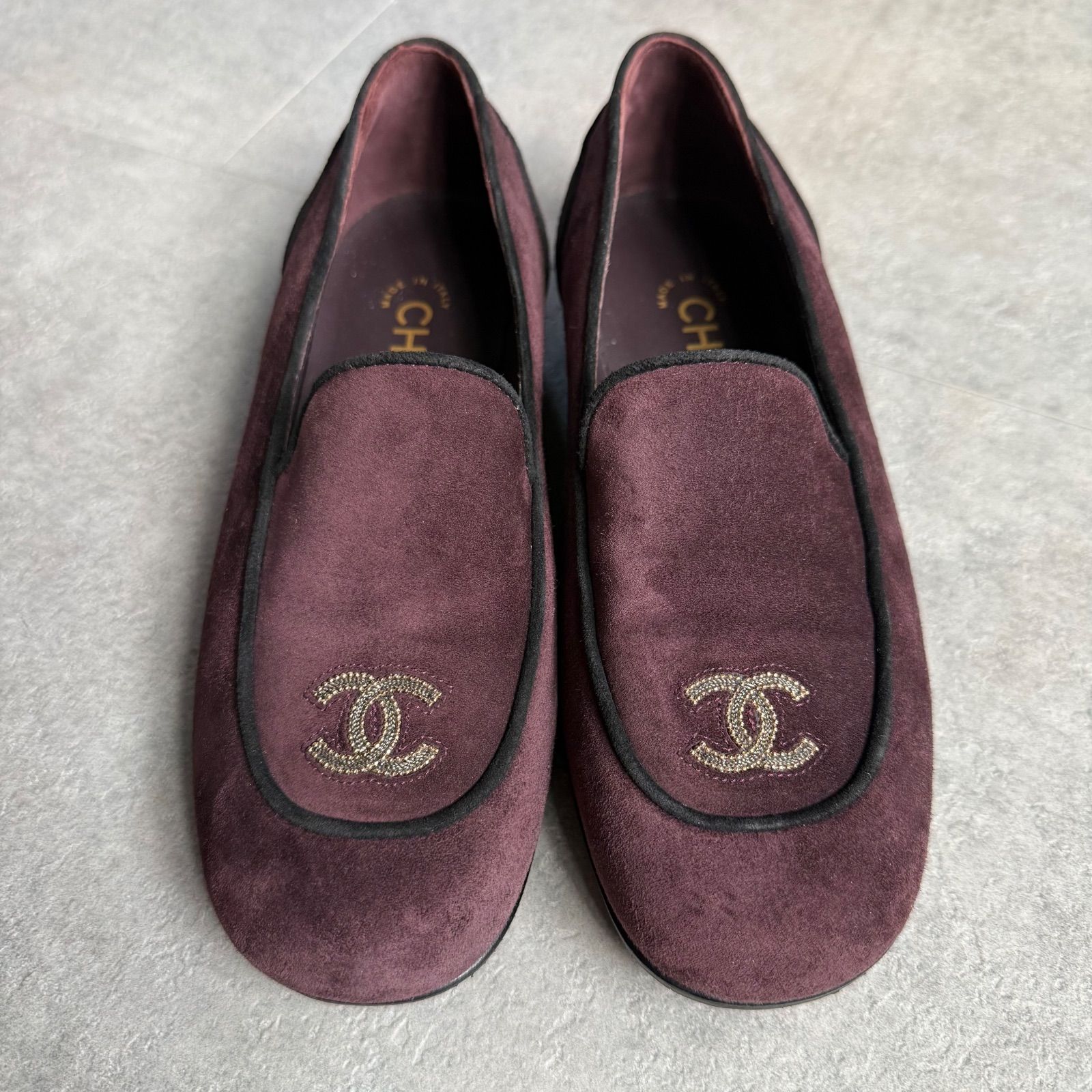 美品 CHANEL シャネル ココマーク チェーン ローファー スエード