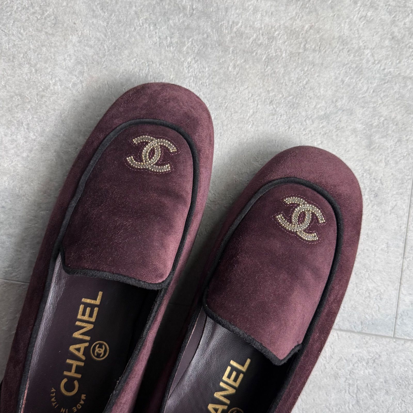 美品 CHANEL シャネル ココマーク チェーン ローファー スエード