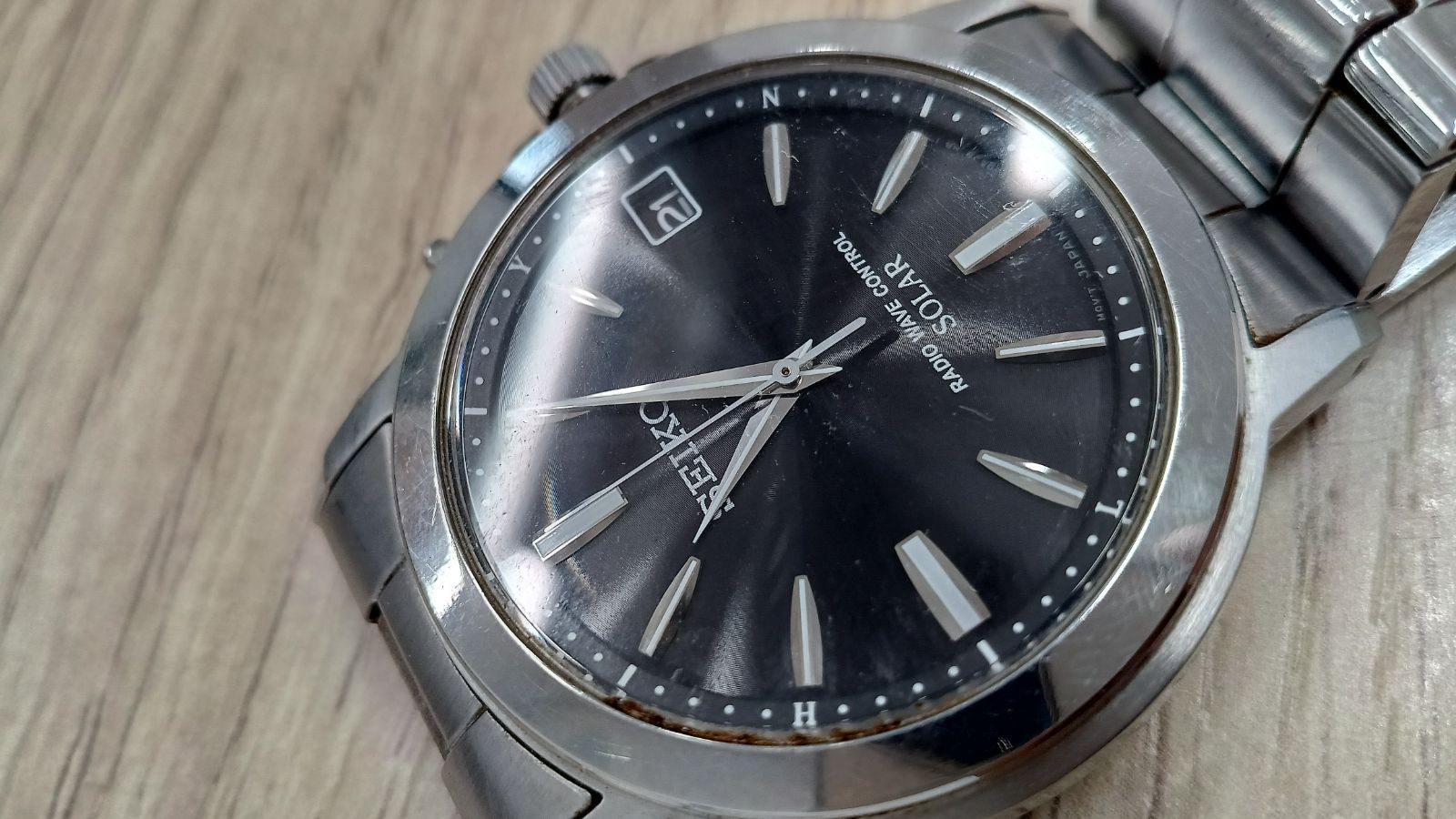 SEIKO スピリット 電波ソーラー 黒文字盤 稼働品 セイコー 腕時計 電波 