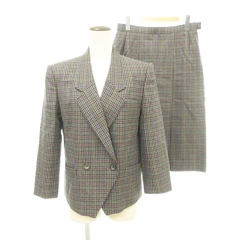 ダックス DAKS 美品 ウール スカートスーツ セットアップ チェック D