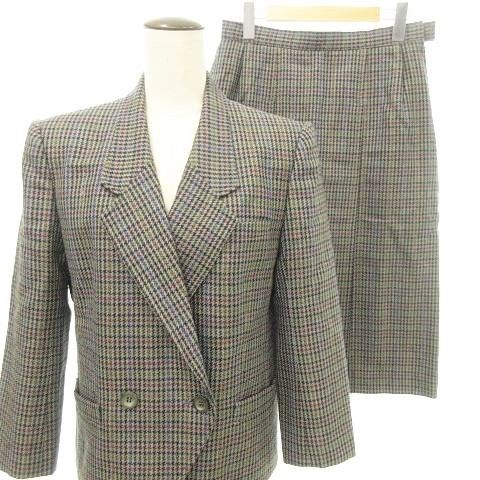 ダックス DAKS 美品 ウール スカートスーツ セットアップ チェック D