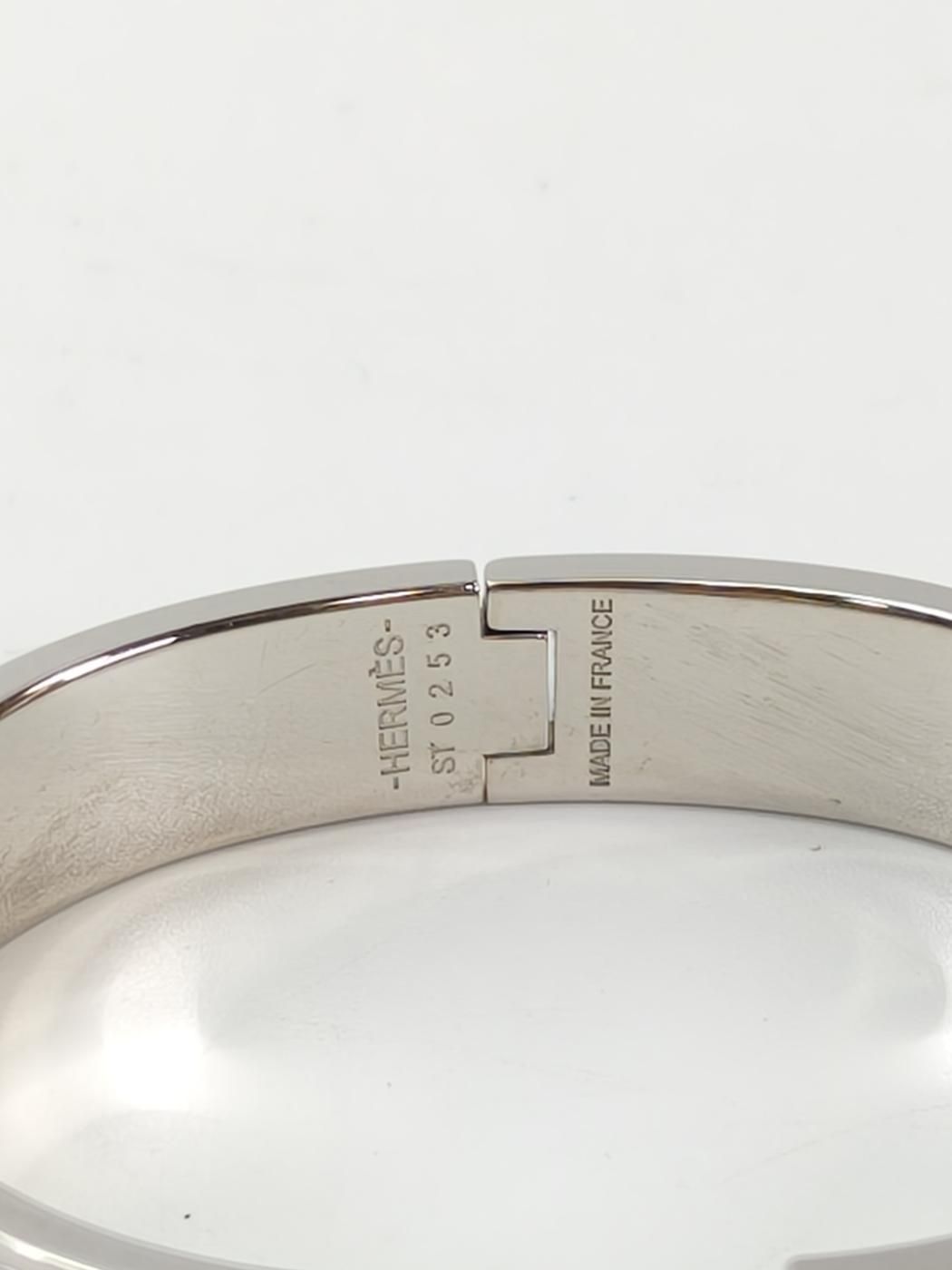 HERMES エルメス クリックH ブレスレット バングル シルバー×ホワイト