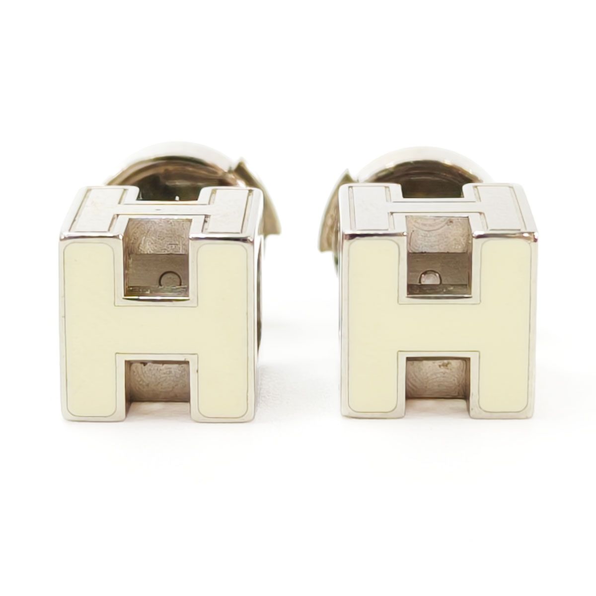 HERMES エルメス カージュドアッシュ Hキューブ ピアス シルバー