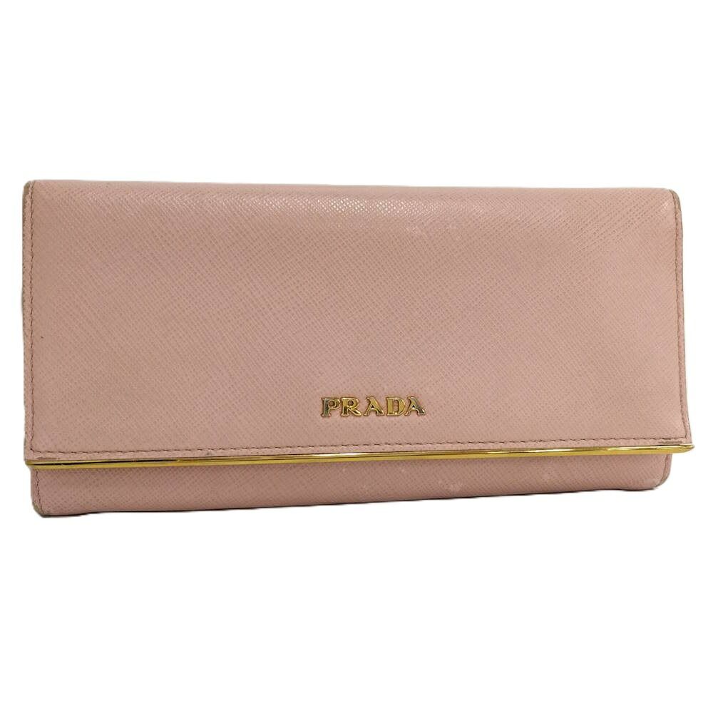 PRADA 二つ折り財布 ピンク サフィアーノレザー プラダの高級ピンク 