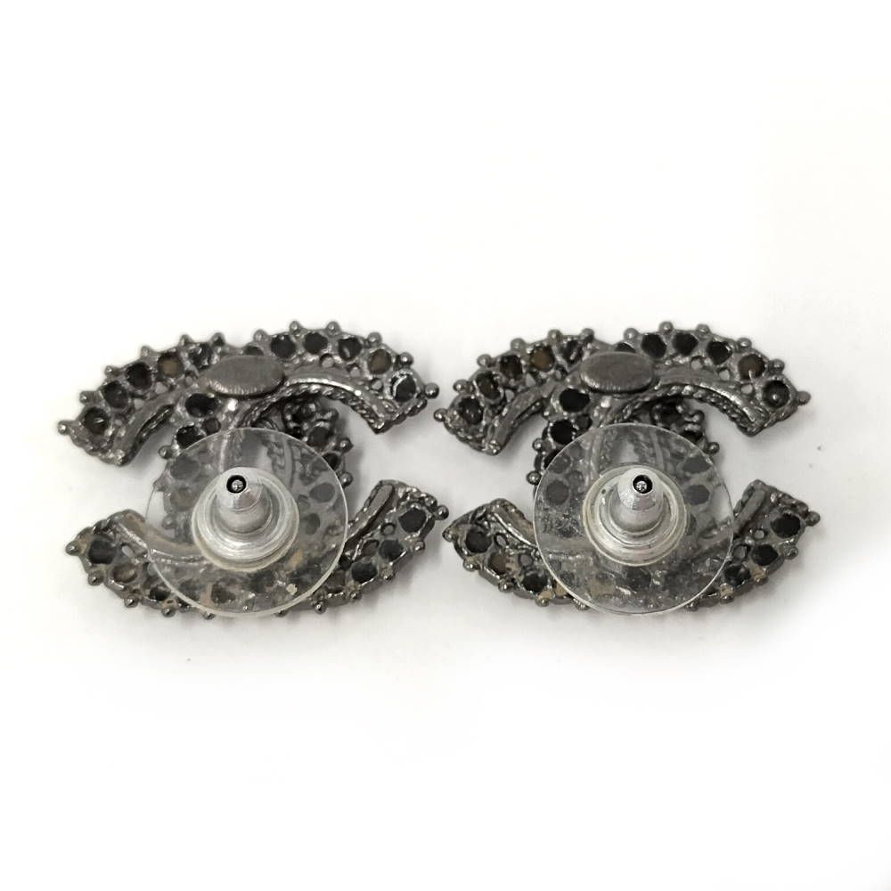 CHANEL ココマーク ピアス ラインストーン シルバー メッキ A14A