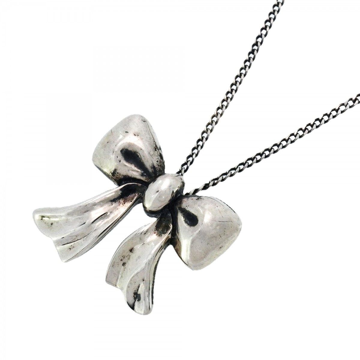 6jbb0428-k】ティファニー ネックレス リボン シルバー925【中古