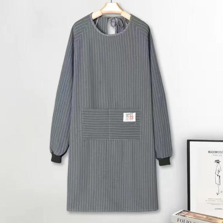 送料無料】ポケット付き ストライプ柄 北欧 エプロン ロング