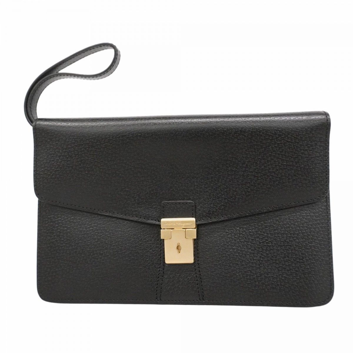 6bd4557】サルヴァトーレフェラガモ クラッチバッグ レザー ブラック