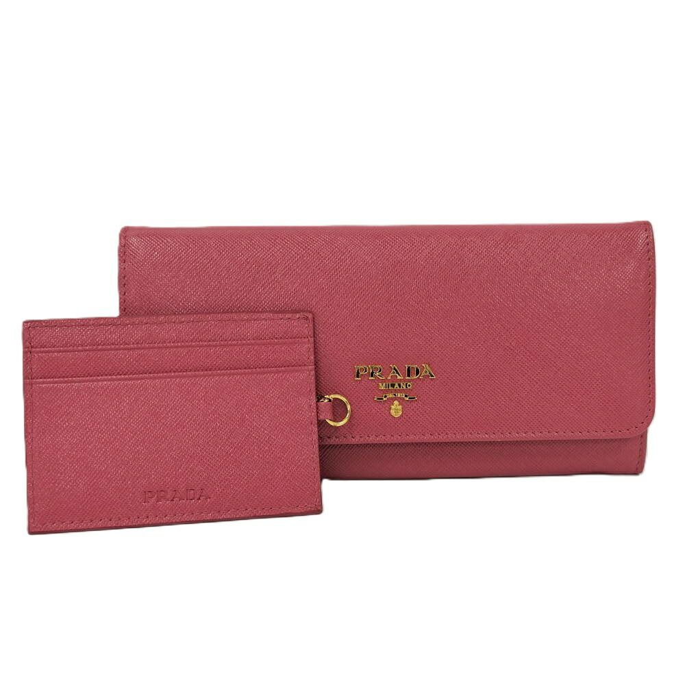 ★PRADA プラダ　サフィアーノ　長財布　カードケース付き　ピンク色 PRADA 二つ折り 長財布 カードケース付き サフィアーノ レザー ピンク