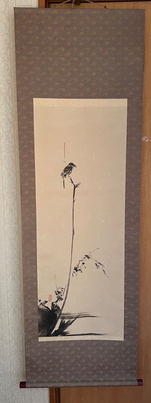 📜掛軸📜 枯木鳴鵙図 紙本 複製 工芸掛軸 宮本武蔵 縁起物掛軸 - メルカリ