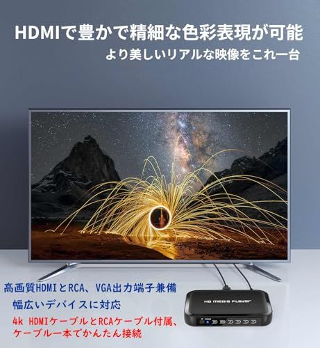 メディアプレーヤー 4k マルチメディアプレーヤー フルHDプレイヤー【H