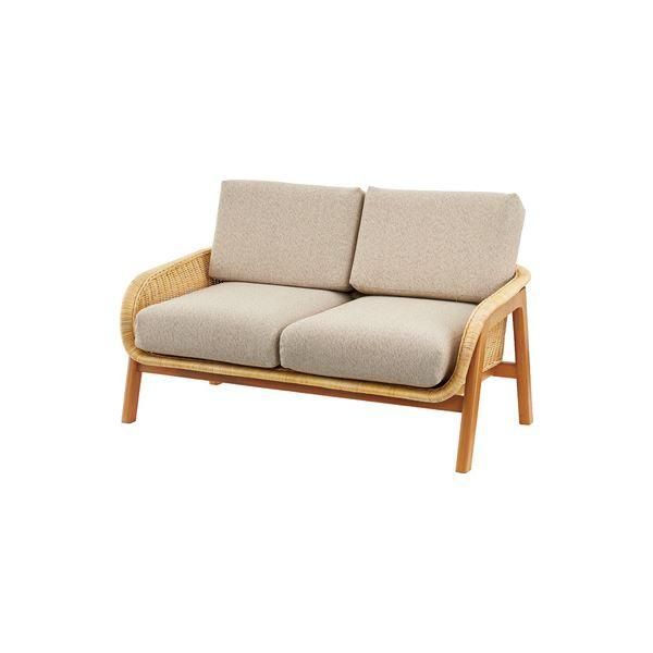 ソファー 幅115cm 2人掛け ナチュラル ラタン 木製 肘付き 完成品 リビング ダイニング プレゼント