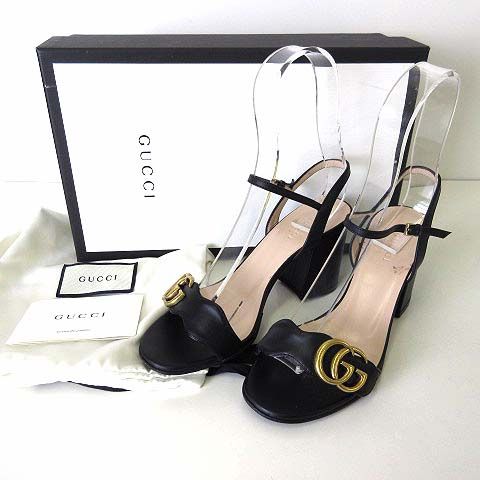 グッチ GUCCI サンダル GGマーモント レザー ミッドヒールサンダル