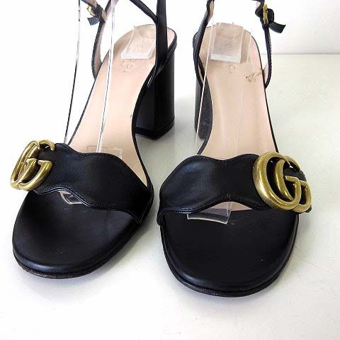 グッチ GUCCI サンダル GGマーモント レザー ミッドヒールサンダル