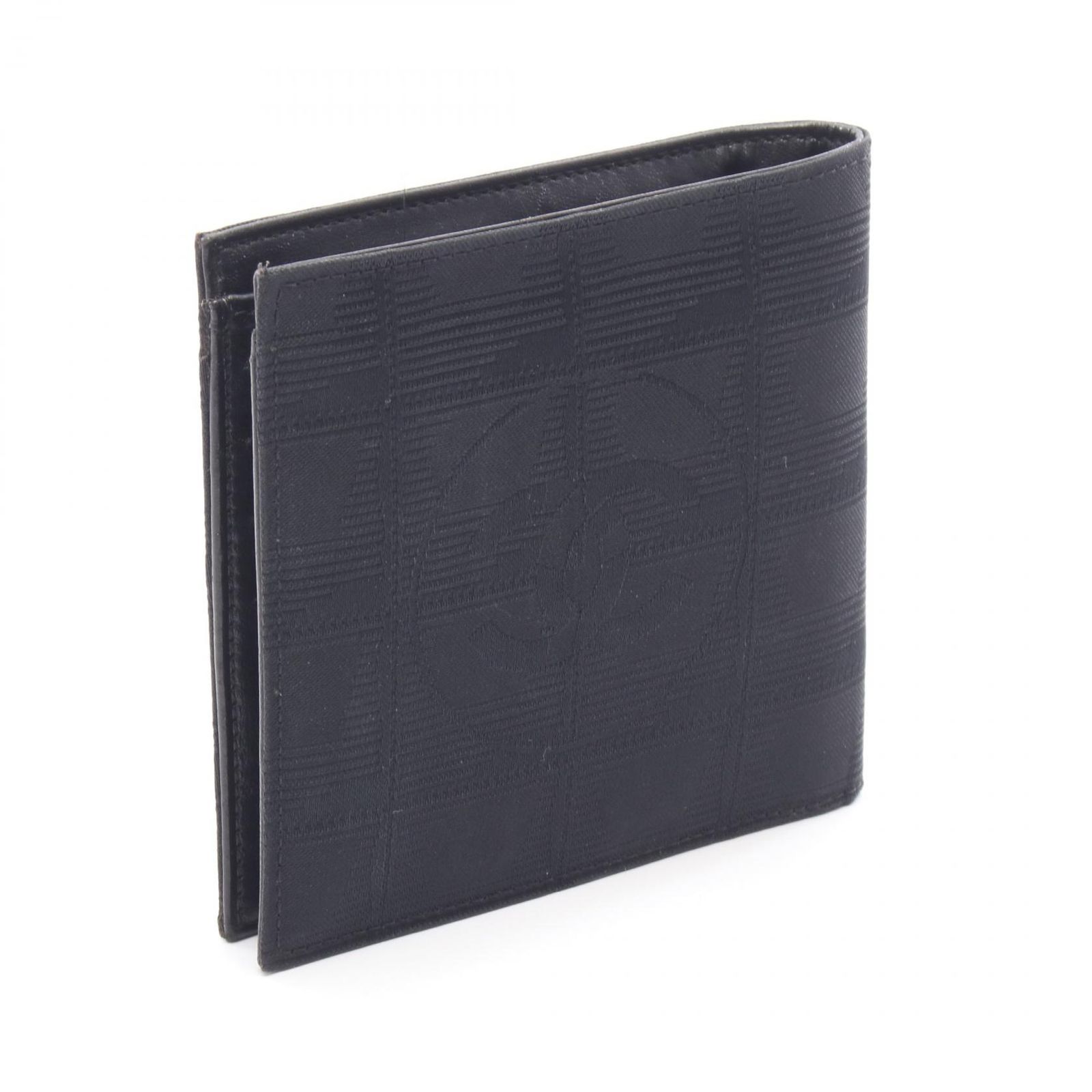 シャネル CHANEL 二つ折り財布 ニュートラベルライン ブラック レザー