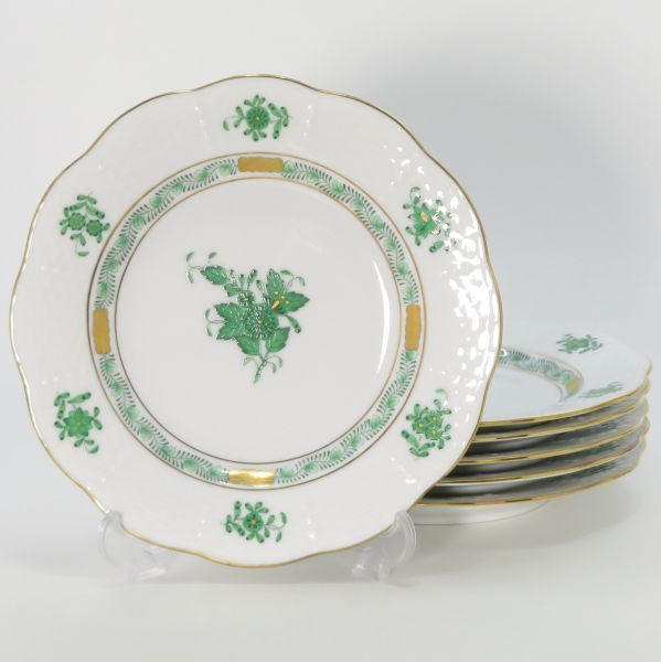 ヘレンド プレート□アポニーグリーン サラダプレート 16.5cm 6枚