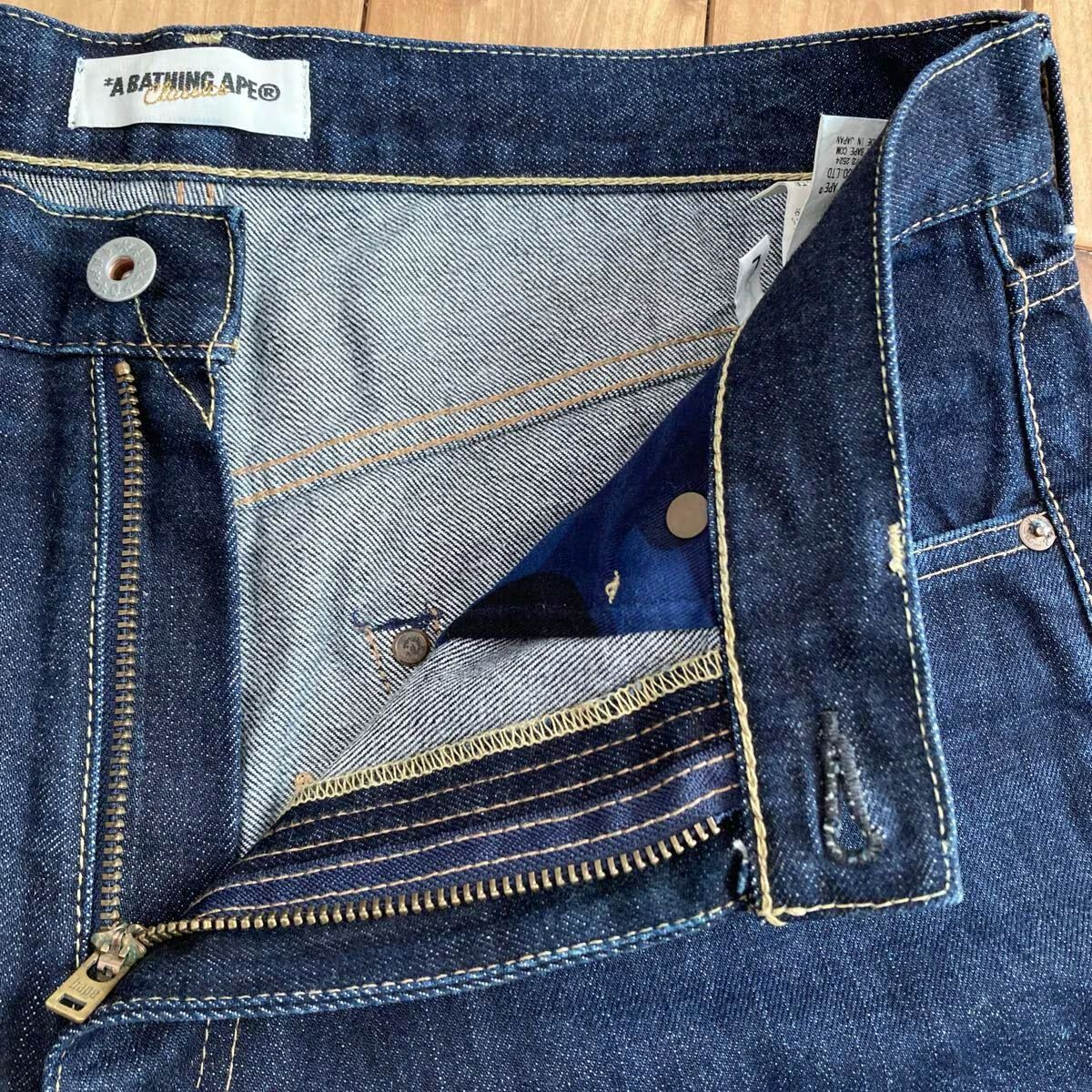 BAPESTA 刺繍 デニム ハーフパンツ Lサイズ a bathing ape BAPE sta