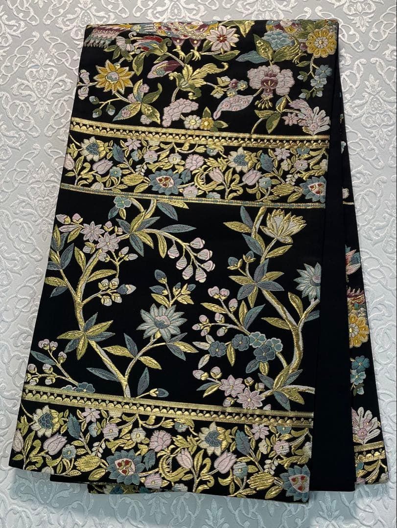 袋帯 鶏 鳥 唐花 金糸 正絹 六通 SA149 - メルカリ