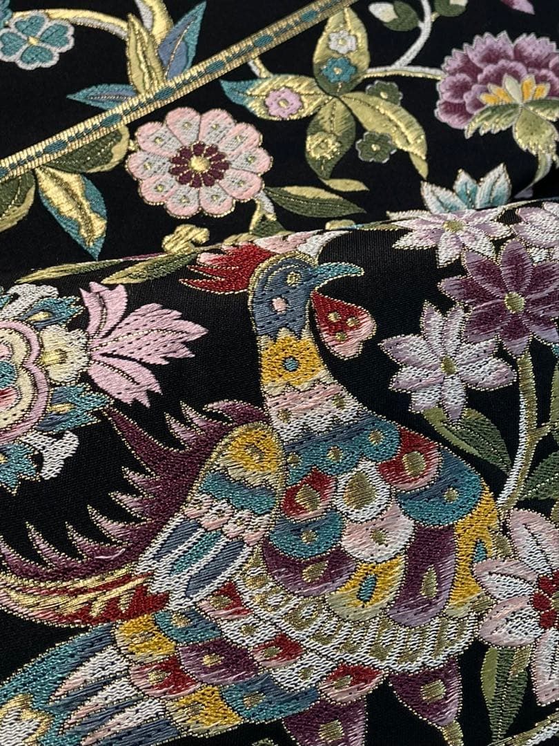 袋帯 鶏 鳥 唐花 金糸 正絹 六通 SA149 - メルカリ
