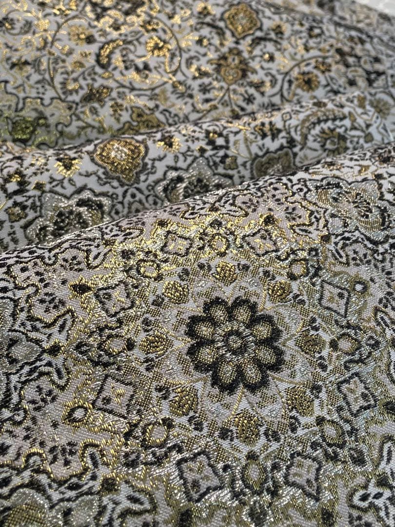 袋帯 華紋 唐花 金糸 銀糸 正絹 六通 SA148 - メルカリ