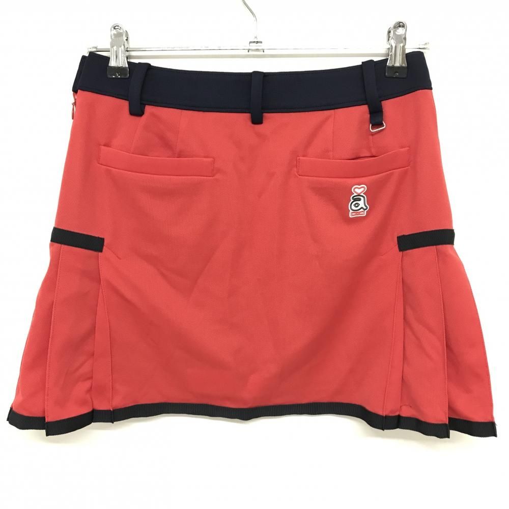 美品】アルチビオ スカート レッド×ネイビー サイドプリーツ 裏地付