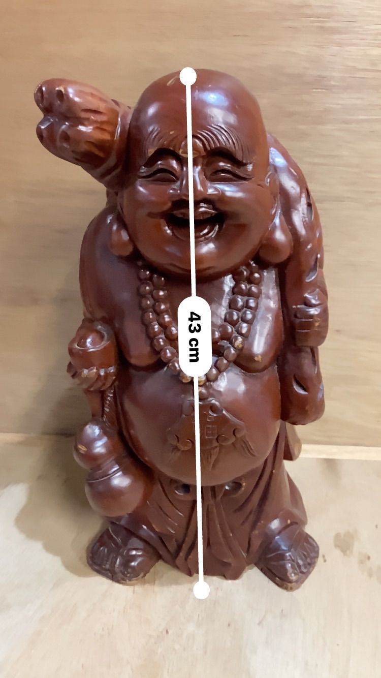 木彫り 布袋尊 一本作り 希少 七福神 置物 約42cm 縁起物 - メルカリ