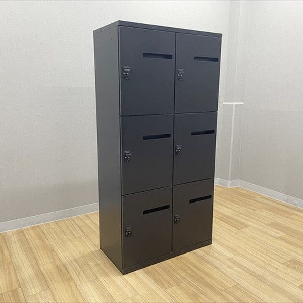 オカムラ 6人用パーソナルロッカー 鍵付き ダイヤル式 レクトライン 高密度モバイルロッカー ブラック