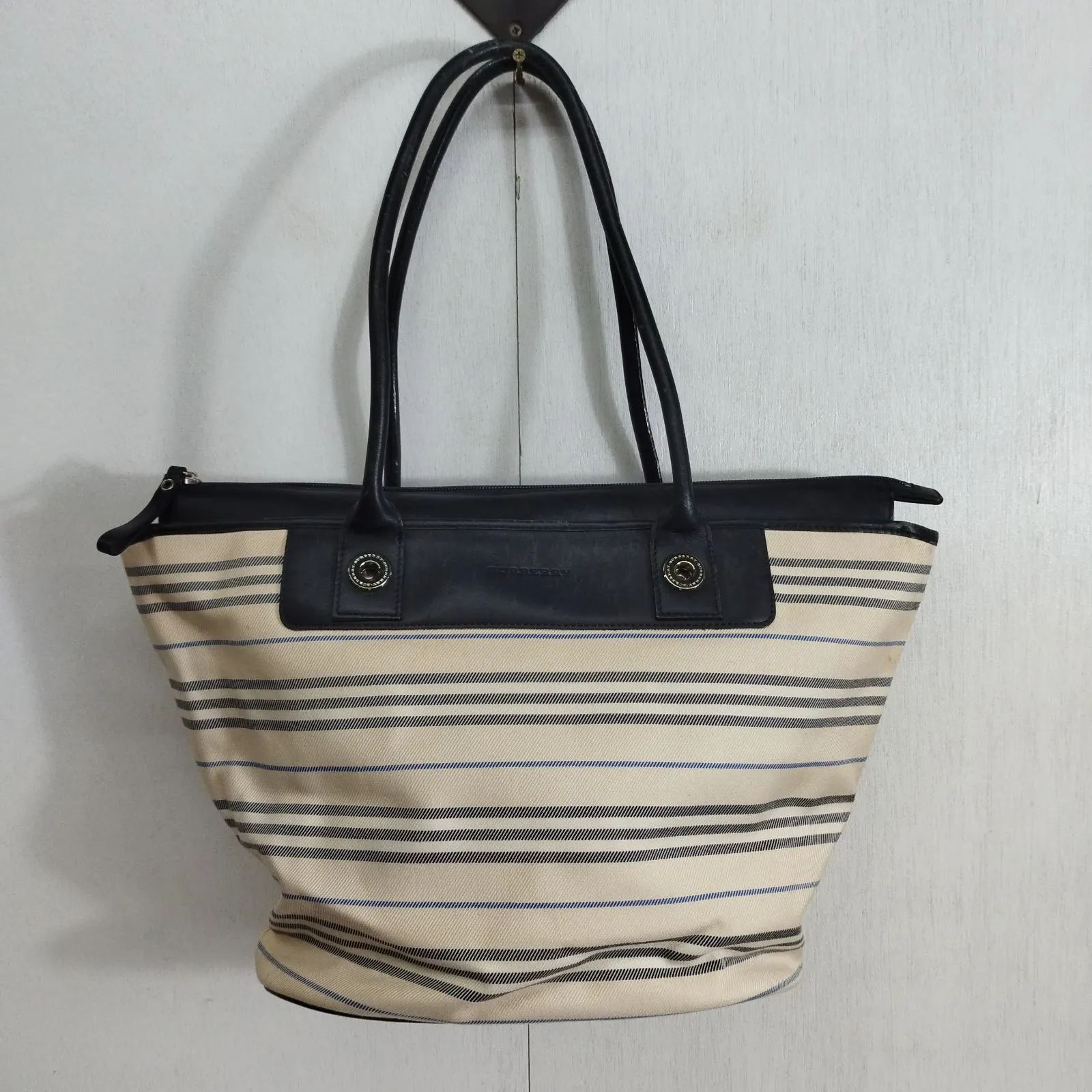 Burberry バーバリー トート バッグ ドッキング レザー 革 ボーダー A4