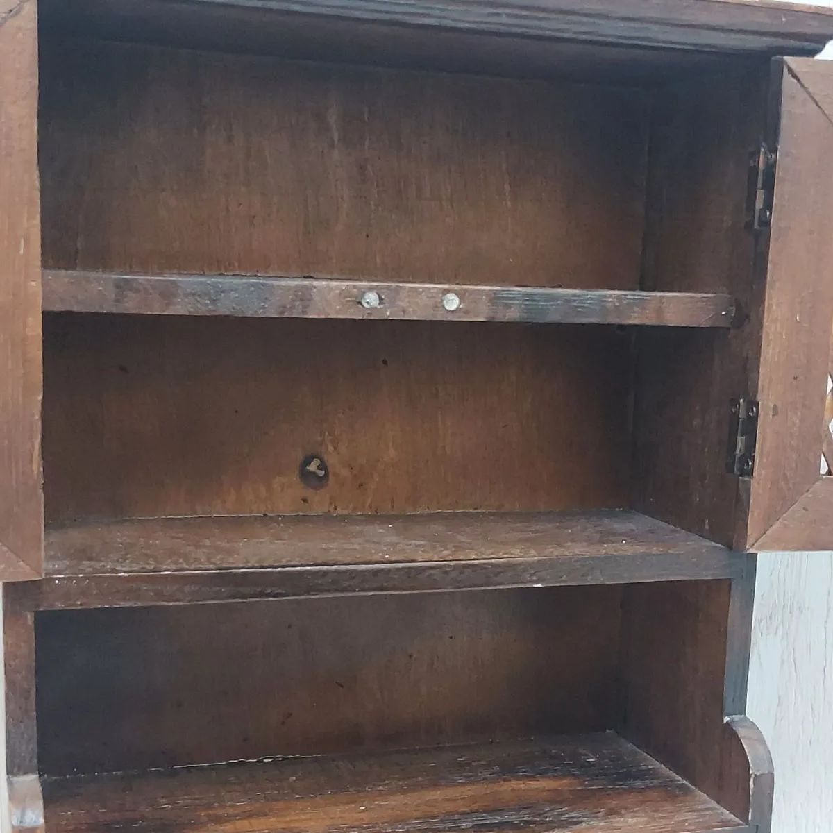 □26《F》昭和レトロ ダークブラウン 木製 小物入れ キャビネット 小型