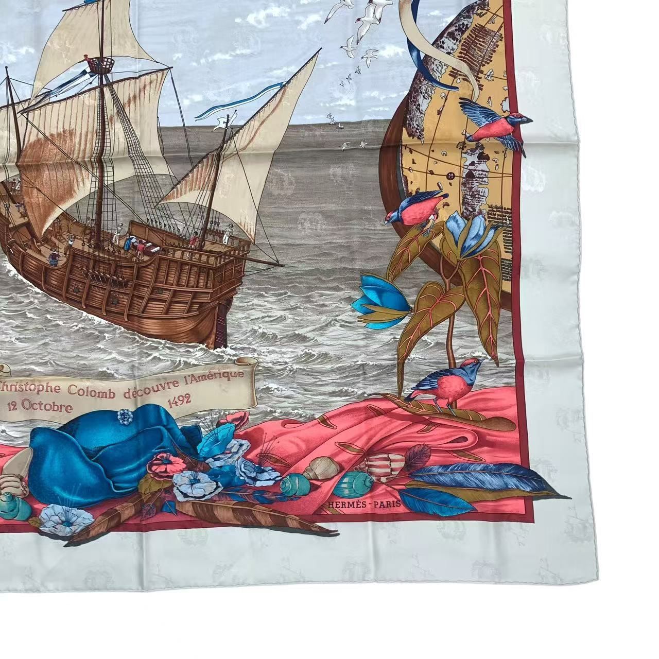 極美品 HERMES エルメス スカーフ シルク カレ90 Christophe Colomb