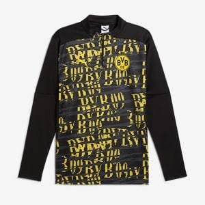【送料無料・匿名配送】Puma プーマ ボルシア・ドルトムント 24/25 プレマッチ ドリルトップ 長袖 1/4ジップ 黒 ブラック 黄 イエロー 新品 正規品