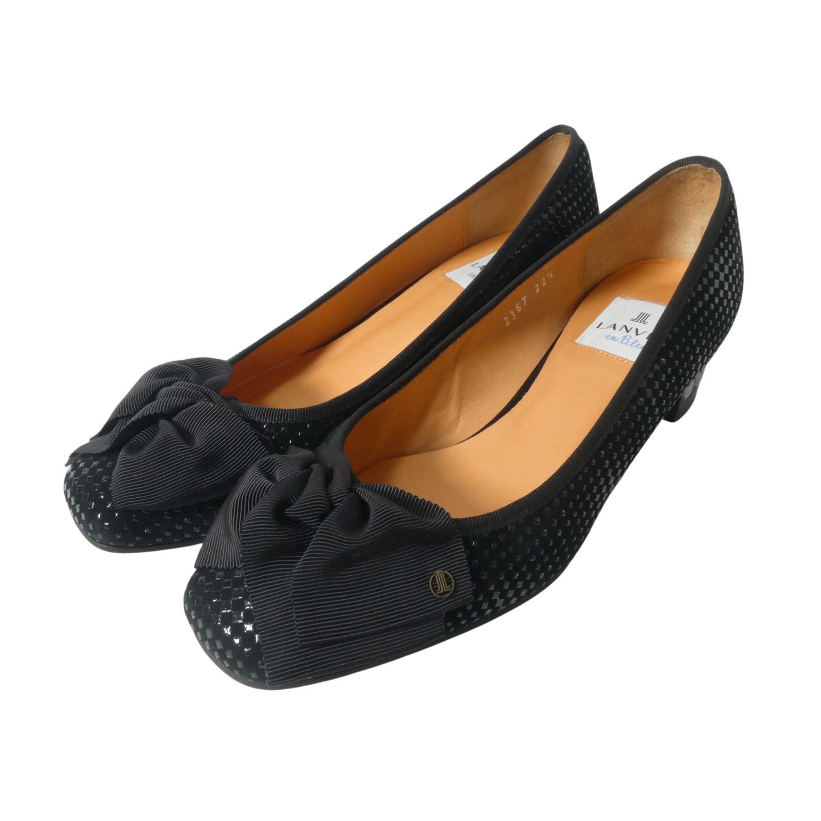 極美品 LANVIN en Bleu ランバンオンブルー パンプス リボン ビジュー