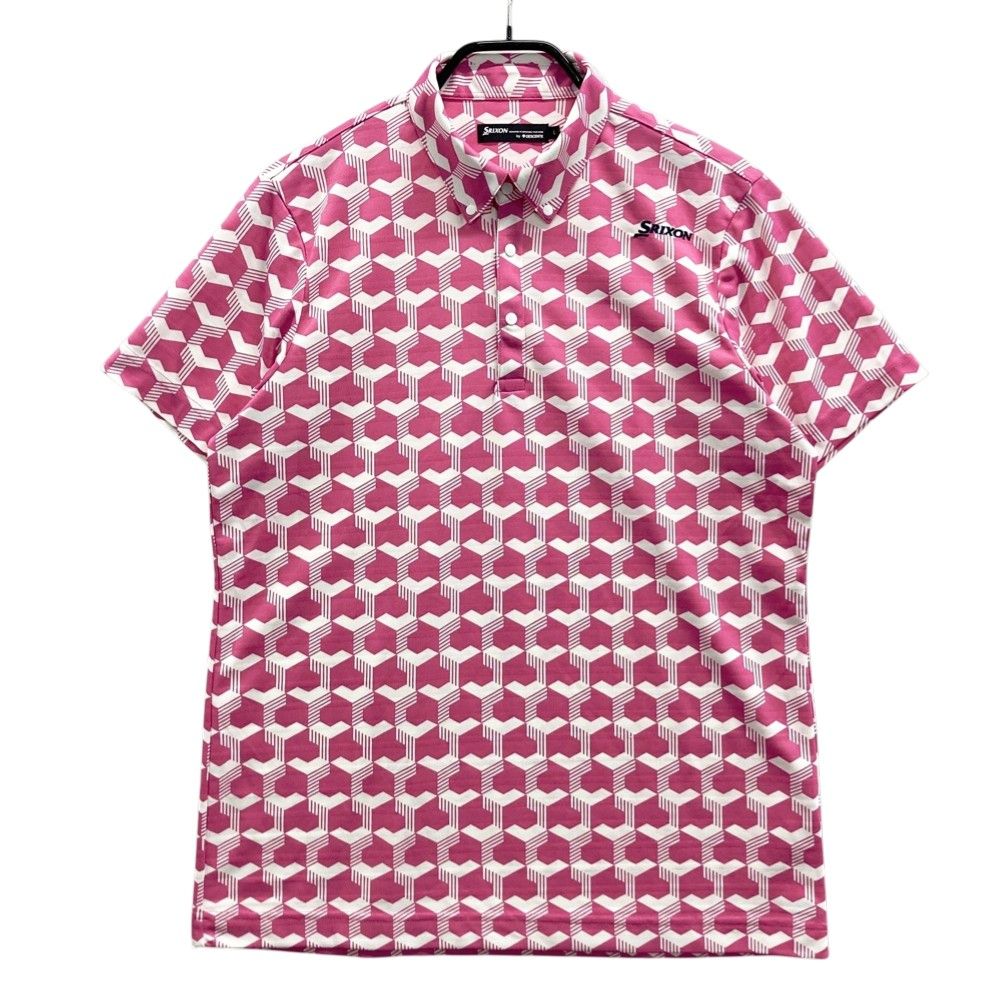 サイズ：L SRIXON スリクソン by DESCENTE 半袖ポロシャツ 総柄 ピンク