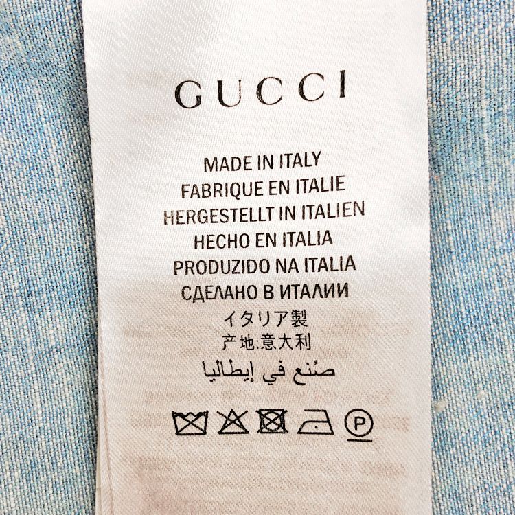 GUCCI グッチ Tiger エンブロイタリ― オーバーサイズ デニムシャツ