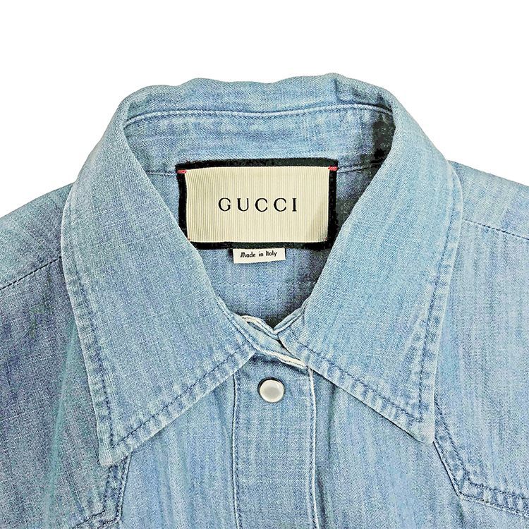 GUCCI グッチ Tiger エンブロイタリ― オーバーサイズ デニムシャツ