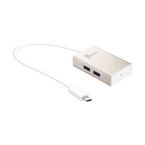 (まとめ) j5 Create USB Type-Cto USB 3.0 4ポートハブ シャンパンゴールド JCH343 1個 〔×3セット〕