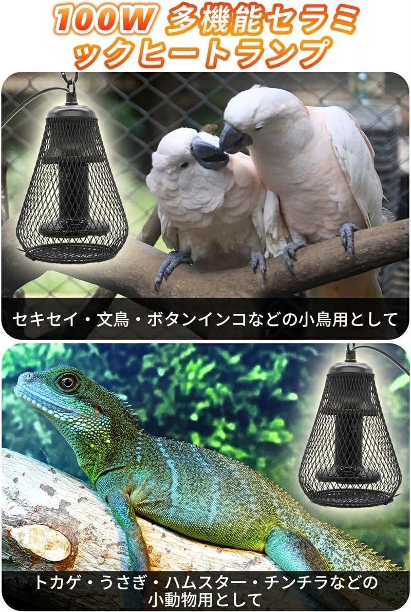 小鳥 ヒーター 爬虫類 保温球 保温電球カバー付 100W インコ とり暖