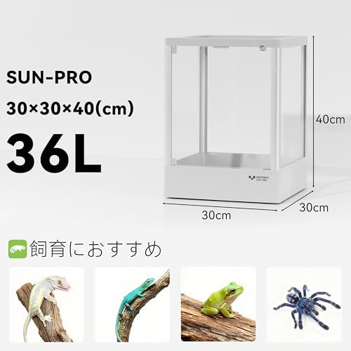 爬虫類飼育ケージ 30×30×40cm 36L 強化ガラス完全保護 輸送破損防止