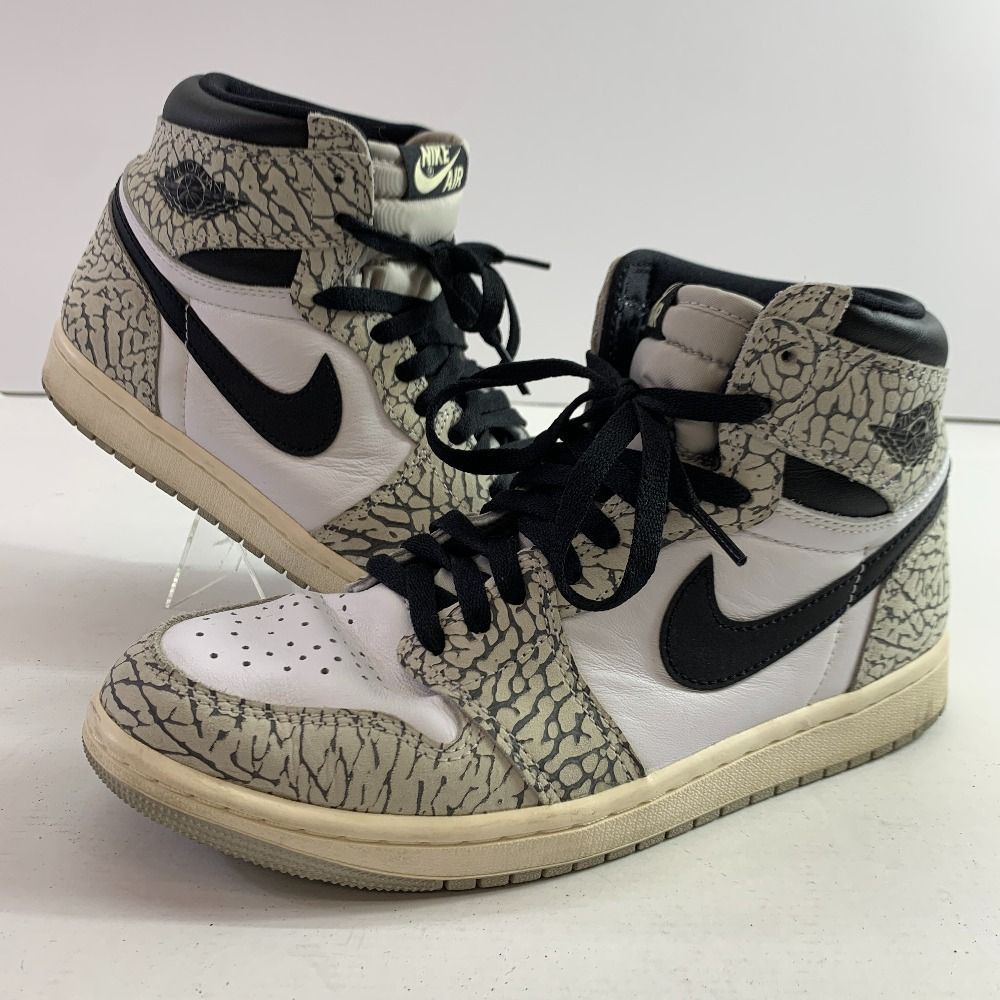 04w6178▽※【中古】Nike Air Jordan 1 High OG White Cement/Safari