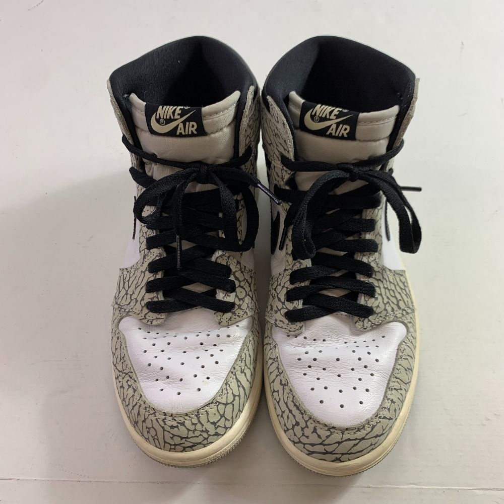 04w6178▽※【中古】Nike Air Jordan 1 High OG White Cement/Safari