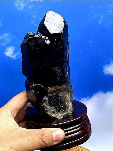  AAA級 魔除け ◆天然モリオン 黒水晶 クラスターB89C6|194C27D 陶器小物 置物 インテリア小物