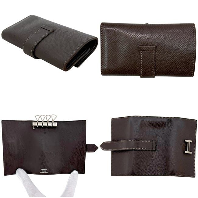 エルメス 4連 キーケース ブラウン ダークブラウン ベアン 美品 レザー