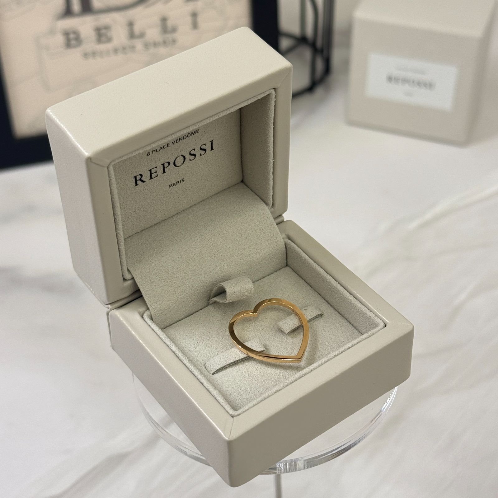 鑑定済み 】レポシ 《 アンティフェール ハートリング 》ピンク