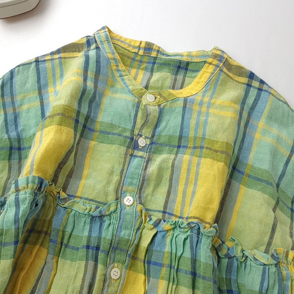 universal tissu ユニヴァーサルティシュ チェック バンドカラー