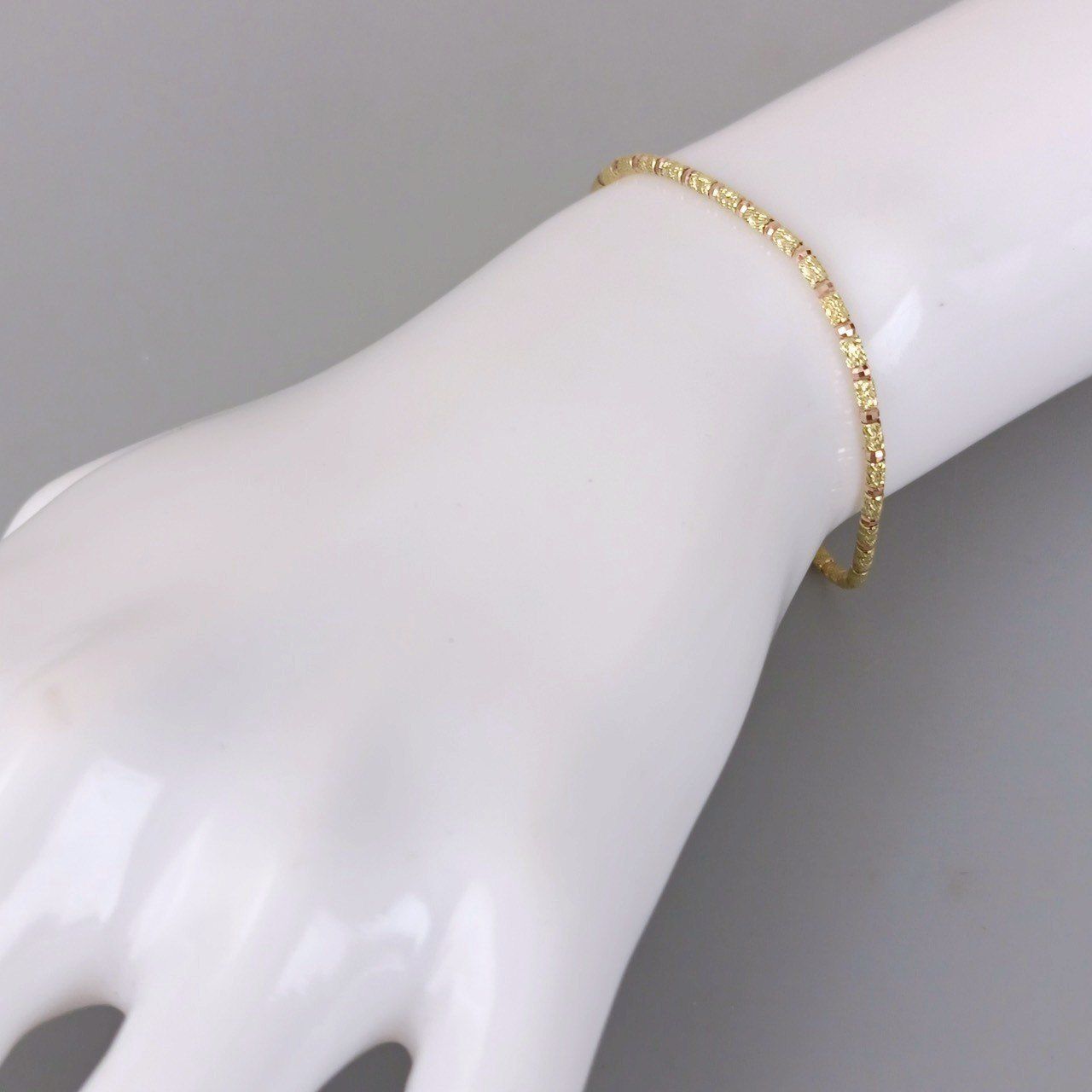 18金 K18 男女兼用 ダブルカラー デザインブレス 3.11g 18.5㎝ Z158