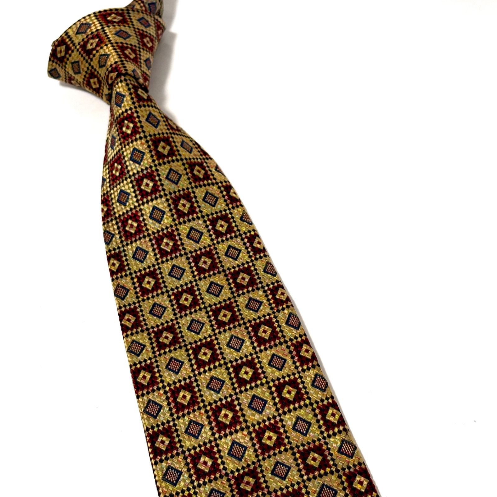 ネクタイ ポールスミス ブランド 光沢 小紋柄 ゴールド×レッド×ブルー
