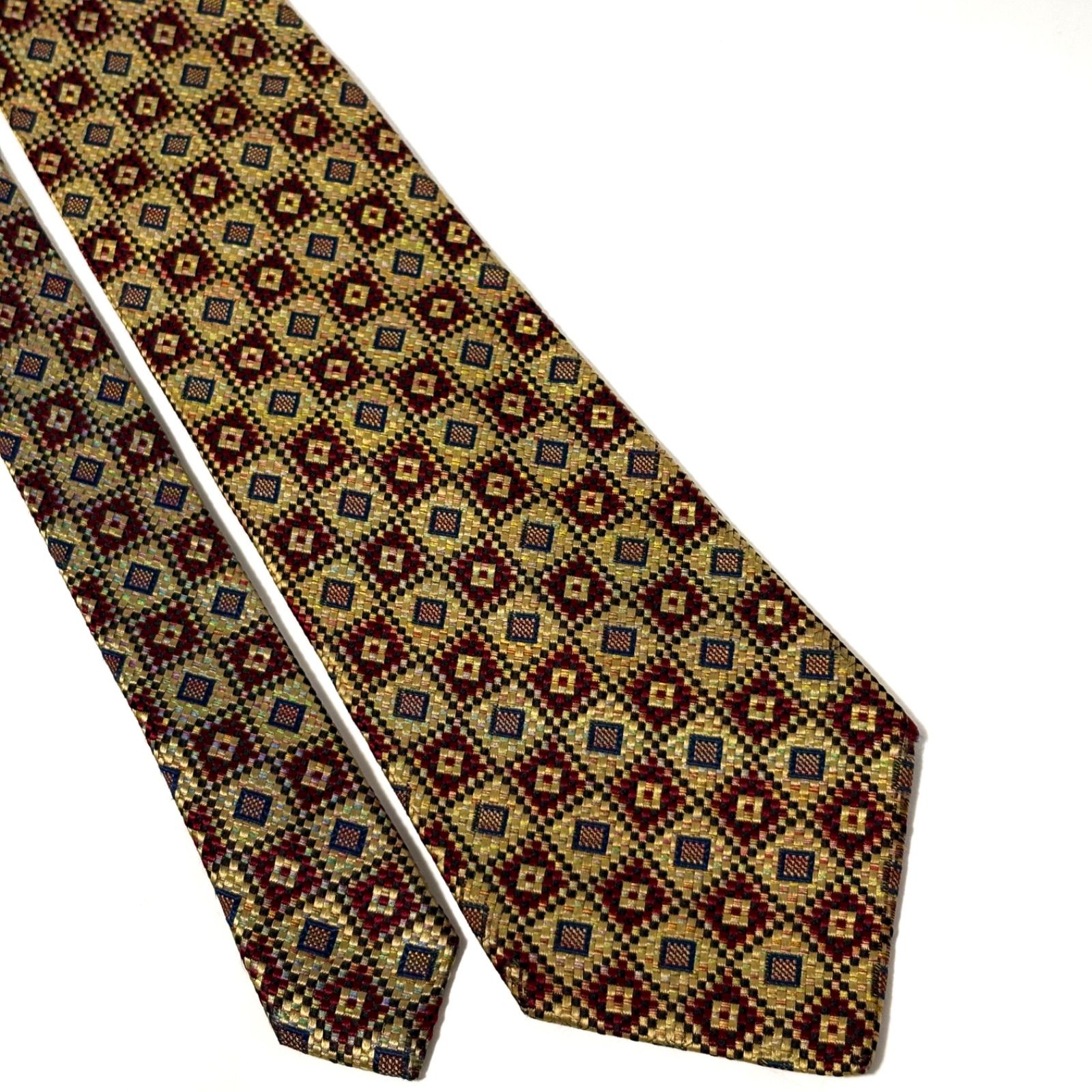 ネクタイ ポールスミス ブランド 光沢 小紋柄 ゴールド×レッド×ブルー