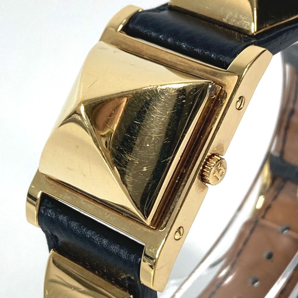 HERMES エルメス 腕時計 メドール レザー ブラック - メルカリ