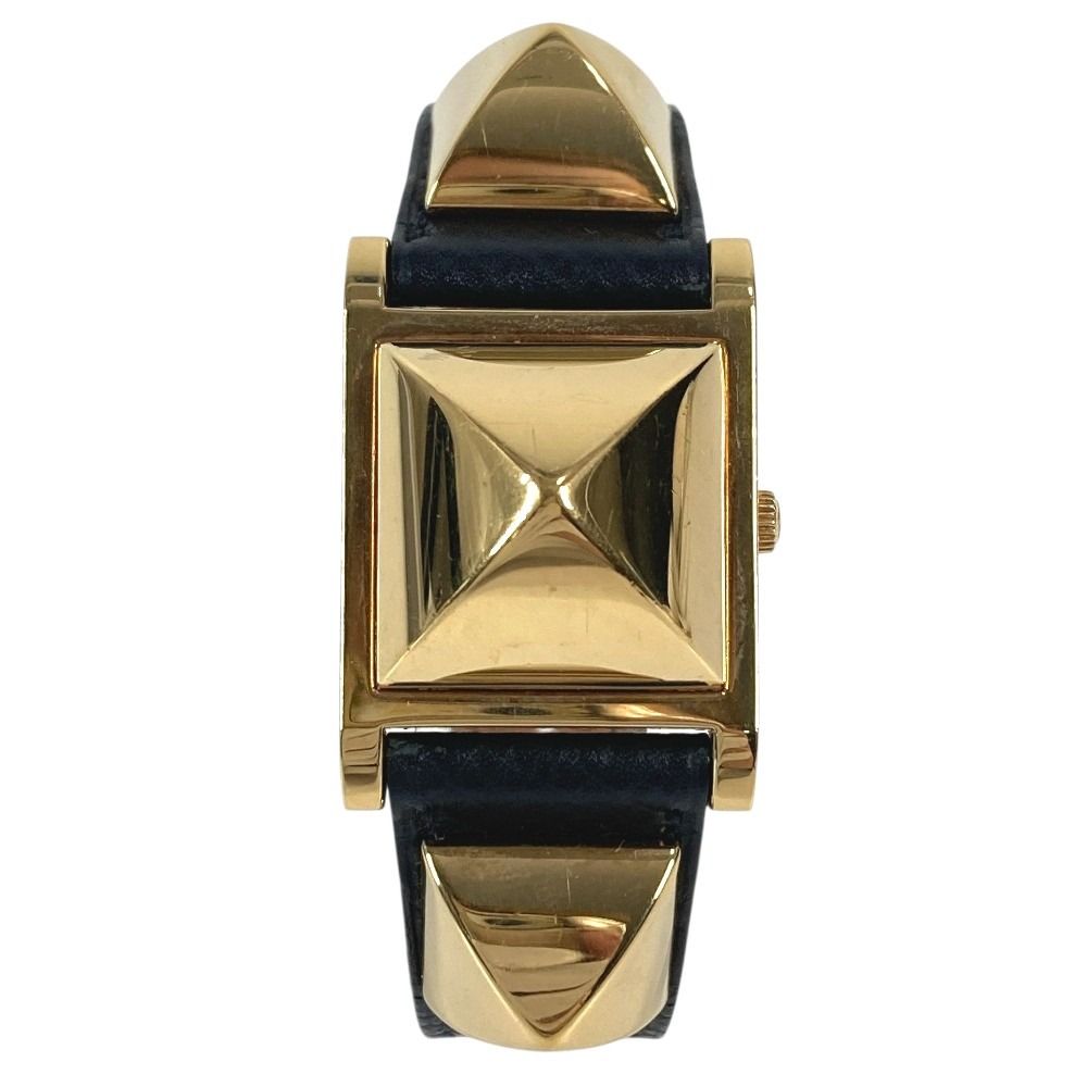 HERMES エルメス 腕時計 メドール レザー ブラック - メルカリ